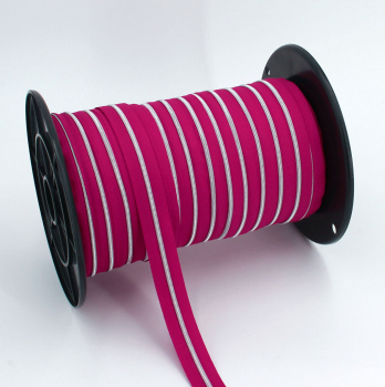 Endlosreißverschluss metallisiert schmal fuchsia/silber (1m)